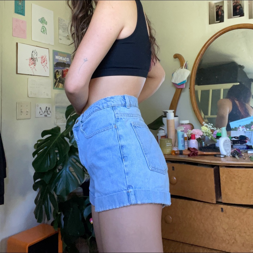 American Apparel Cuffed Denim Shorts